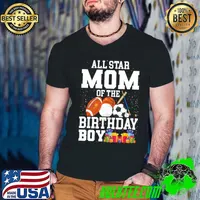 All Star Mom Of The Birthday Boy Sports Mommy Mama Mother T-Shirt Guys V Neck
