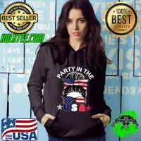 American Flag Party In USA 4th July Patriotic Kid Women Girl T-Shirt