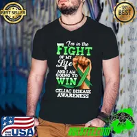 In The Fight Of My Life Going Win Celiac Disease Awareness Green Ribbon T-Shirt