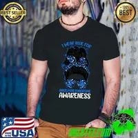 Messy Bun Leopard I Wear Blue for Angelman Syndrome Awareness T-Shirt