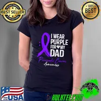 Nice i Wear Purple For My Dad Pancreatic Cancer Awareness T-Shirt Ladies Tee