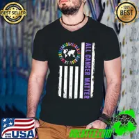 Official all Cancer Matters Awareness American Flag World Cancer Day T-Shirt Guys V Neck