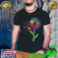 Premium faith Hope Love All Cancer Matters Awareness Ribbons Support Sunflower Leopard T-Shirt Guys V Neck