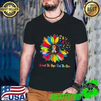 Top fight Cancer In All Color Ribbon Spread The Find a Cure Sunflower T-Shirt Guys V Neck