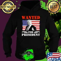 Wanted For President Trump American Flag Election 2024 T-Shirt Hoodie