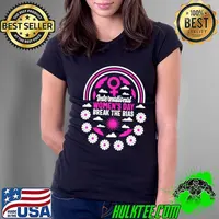 Womens International Womens Day Break The Bias 2024 Feminist Flowers T-Shirt Ladies Tee
