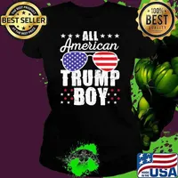 All American Trump Boy Sunglasses US Flag Vote Trump 2024 Ladies tee