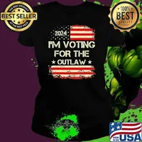 Awesome I'M Voting For The Outlaw Wanted For President Trump 2024 Usa Flag Ladies tee