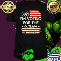 Awesome I'M Voting For The Outlaw Wanted For President Trump 2024 Usa Flag Shirt