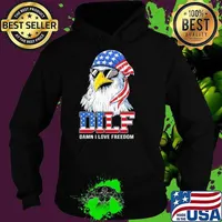 Dilf Damn I Love Freedom Eagle Sunglasses Flag Patriotic 4Th Of July Hoodie