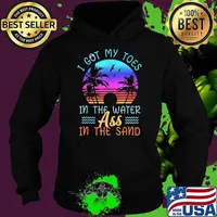 I Got My Toes In The Water Ass In The Sand Beach Summer Vacation Retro Hoodie
