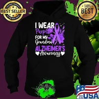 I Wear Purple For My Grandma Dementia Alzheimer's Awareness Flower Hoodie