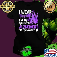 I Wear Purple For My Grandma Dementia Alzheimer's Awareness Flower Ladies tee