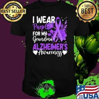 I Wear Purple For My Grandma Dementia Alzheimer's Awareness Flower T-Shirt