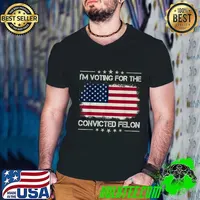 I'm Voting For The Convicted Felon Stars Retro American Flag Guys V Neck