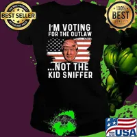 I'm Voting For The Outlaw Not The Sniffer 4th of July Trump Flag Ladies tee