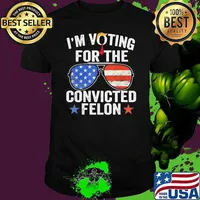 Original I'm Voting For The Convicted Felon Sunglasses Retro Usa Flag Pro Trump 2024 shirt