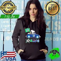 Peanuts Snoopy And Woodstock On Car Dallas Sports Teams Logo shirt