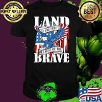 US Flag America Eagle Land of the Free Because of the Brave T-Shirt