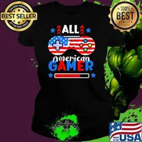 All American Gamer 4Th Of July Video Games Usa flag s Ladies tee