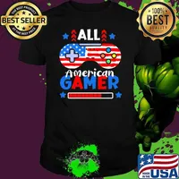 All American Gamer 4Th Of July Video Games Usa flag shirt