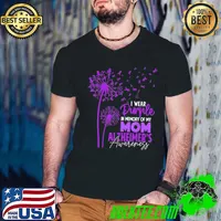 I Wear Purple In Memory Of My Mom Alzheimer's Awareness FLower s Guys V Neck