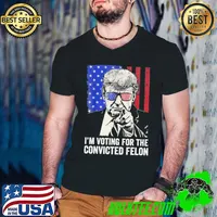 I'm Voting For The Convicted Felon Trump Sunglasses Usa Flag s Guys V Neck