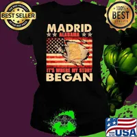 Madrid Alabama Where My Story Began Usa Flag 4Th Of July s Ladies tee