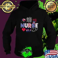 4th of July Nurse American Flag Fourth Of July Nurse Fireworks Hoodie