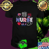 4th of July Nurse American Flag Fourth Of July Nurse Fireworks Unisex