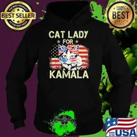 Cat Ladies for Kamala Usa Flag 2024 President Kamala-Harris Hoodie