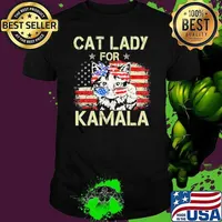 Cat Ladies for Kamala Usa Flag 2024 President Kamala-Harris T-Shirt
