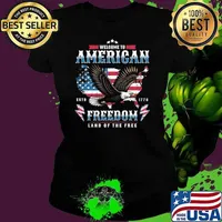 Eagle flying welcome to american freedom land of the free usa flag T-Shirt