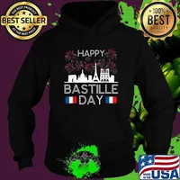 Happy Bastille Day France Paris French Flag Fireworks Hoodie