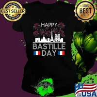 Happy Bastille Day France Paris French Flag Fireworks T-Shirt