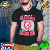 I may live in Illinois but on gameday my heart and soul belongs to Alabama Crimson Tide Guys V Neck
