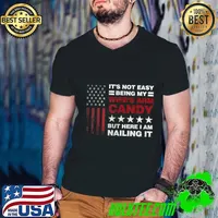 It's Not Easy Being My Wife's Arm Candy Sarcastic USa flag Election 2024 Stars Guys V Neck