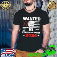 Official Trump Wanted For President 2024 USA Flag T-Shirt