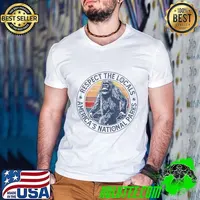 Respect The Locals America's National Parks Vintage Bigfoot Guys V Neck