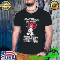 Snoopy Real Women Love Baseball Smart Women Love The Arizona Diamondbacks Guys V Neck
