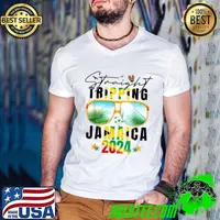 Straight Tripping Jamaica 2024 Family Vacation Matching Sunglasses Guys V Neck