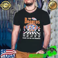 The Broncos Champ Bailey Terrell Davis Steve Shannon Sharpe John Elway Signature Thank You For The Memories Guys V Neck