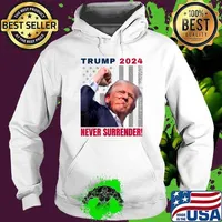 Trump 2024 Never Surrender In Pennsylvania July 13 2024 American Flag Hoodie