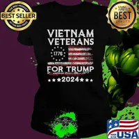Vietnam Veterans For Trump 2024 American Flag 4th Of July T-Shirt