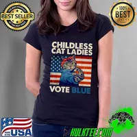 Childless Cat Ladies Vote Blue Vintage Cat Strong Usa Flag Ladies Tee