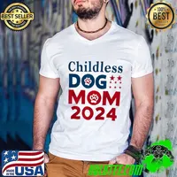 Childless Dog Mom Dog Lady Voting Patriotic Dog Paw Stars Election 2024 T-Shirt