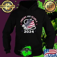 Chucks And Pearls 2024 Stars Shoes Usa Flag Vote Hoodie