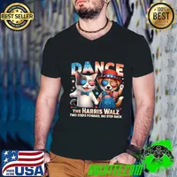 Dance the Harris Walz Two Steps Foward No Step Back Sunglasses USa Flag Cat Ladies Kamala Harris T-Shirt