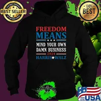 Freedom Means Mind Your Own Damn Business Harris Walz 2024 Vintage T-Shirt