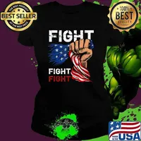 Funny Fight fight fight strong hand american flag election 2024 Ladies tee